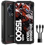 DOOGEE Fire 6 Power Outdoor Handy Ohne Vertrag 20GB + 256GB/2TB Outdoor Smartphone, 15500mAh, 6,56 Zoll HD+ Outdoor Handy Android 14, 50MP Kameran, Taschenlampe, Dual 4G SIM/NFC/Face ID/Fingerabdruck
